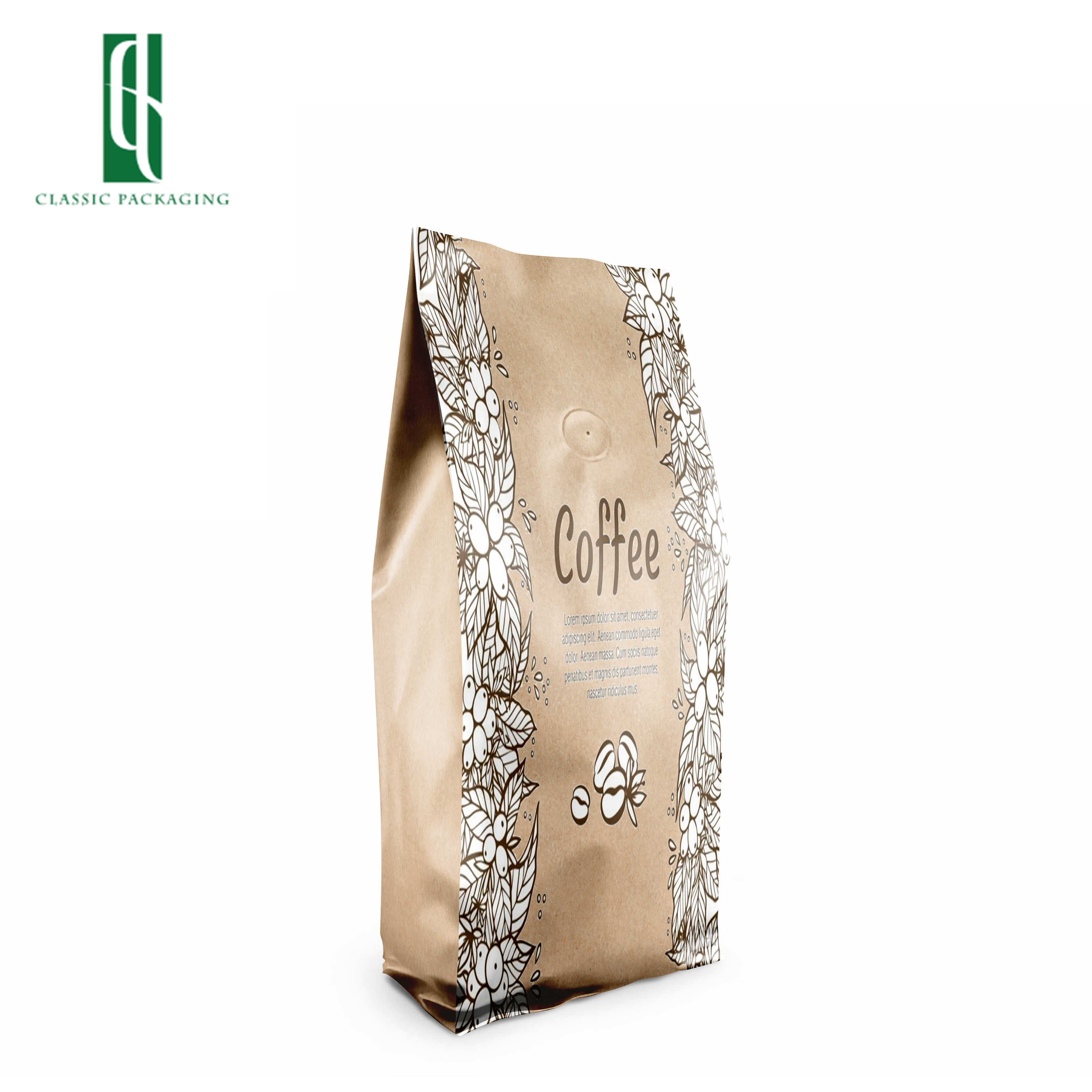 custom print kraft paper gusset bag coffee pouch aluminum foil smell proof