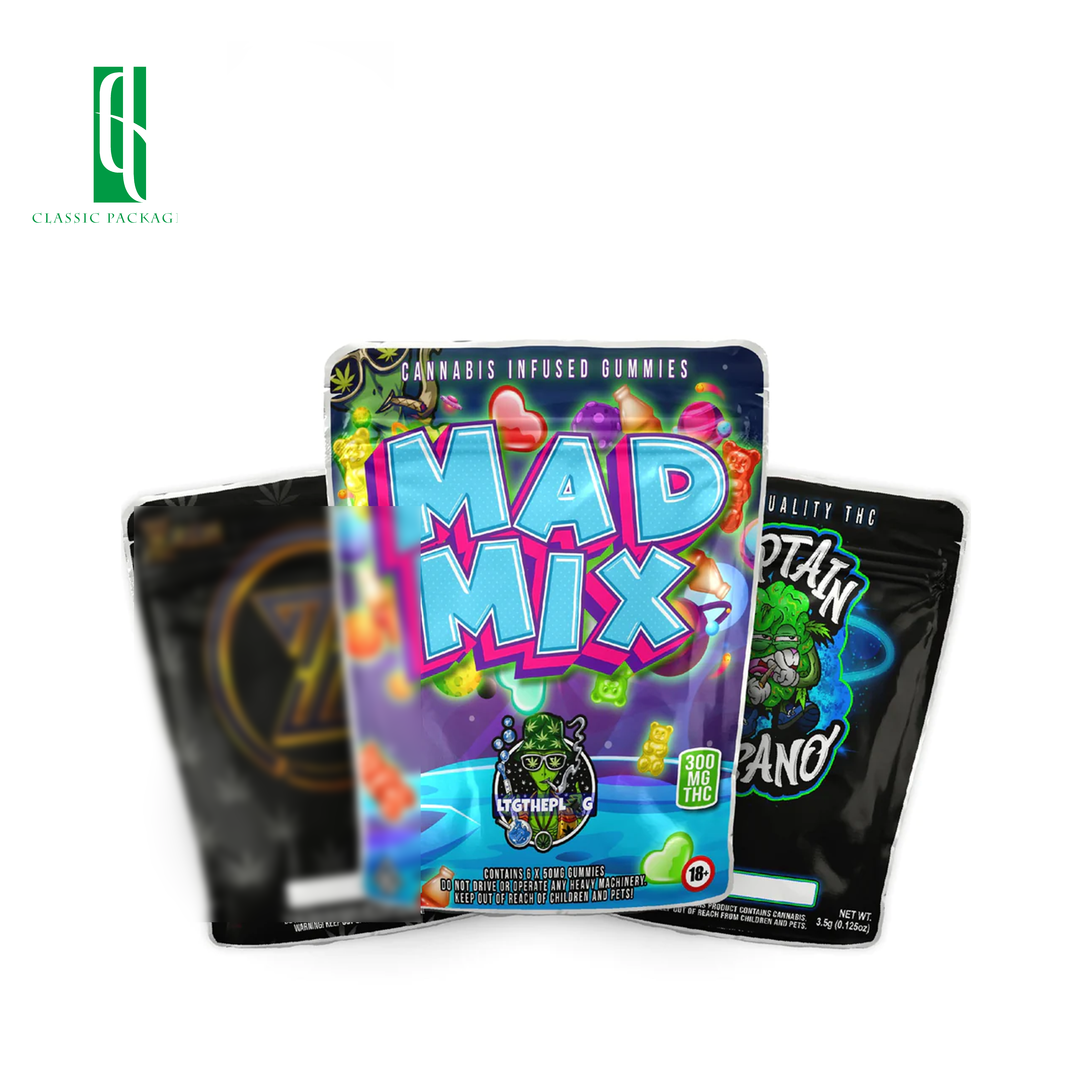 Digital Printed Custom 3.5g Mylar bags Child proof soft touch holographic Stand up Pouch 7g 14g 35 Mylar pouches