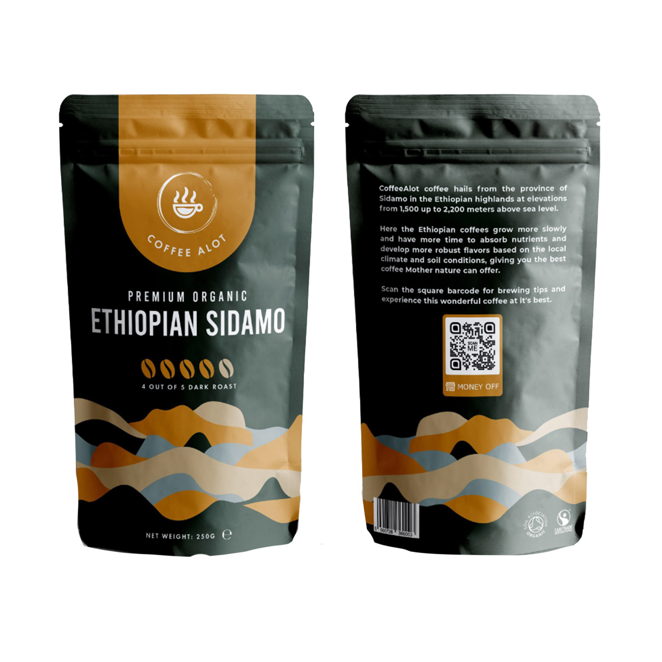 recyclable food grade stand up ethiopia coffee bags custom print smell zipper bag