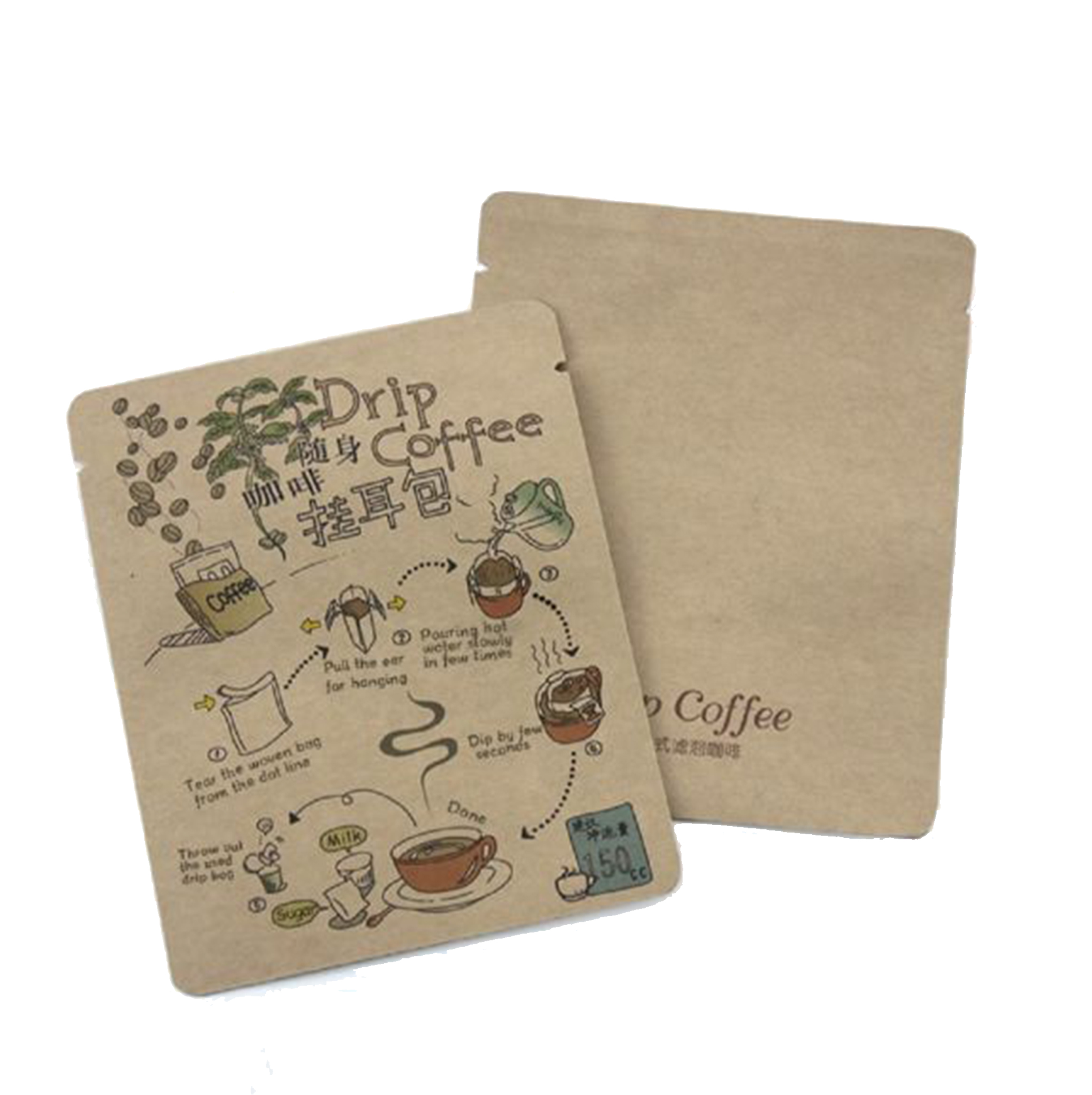 custom coffee powder bags hanging ear drip coffee filter bag